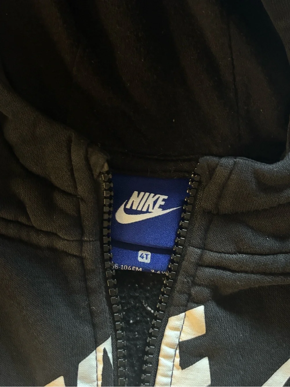 Nike Black Kids Full-Zip Hoodie with White Swoosh Logo